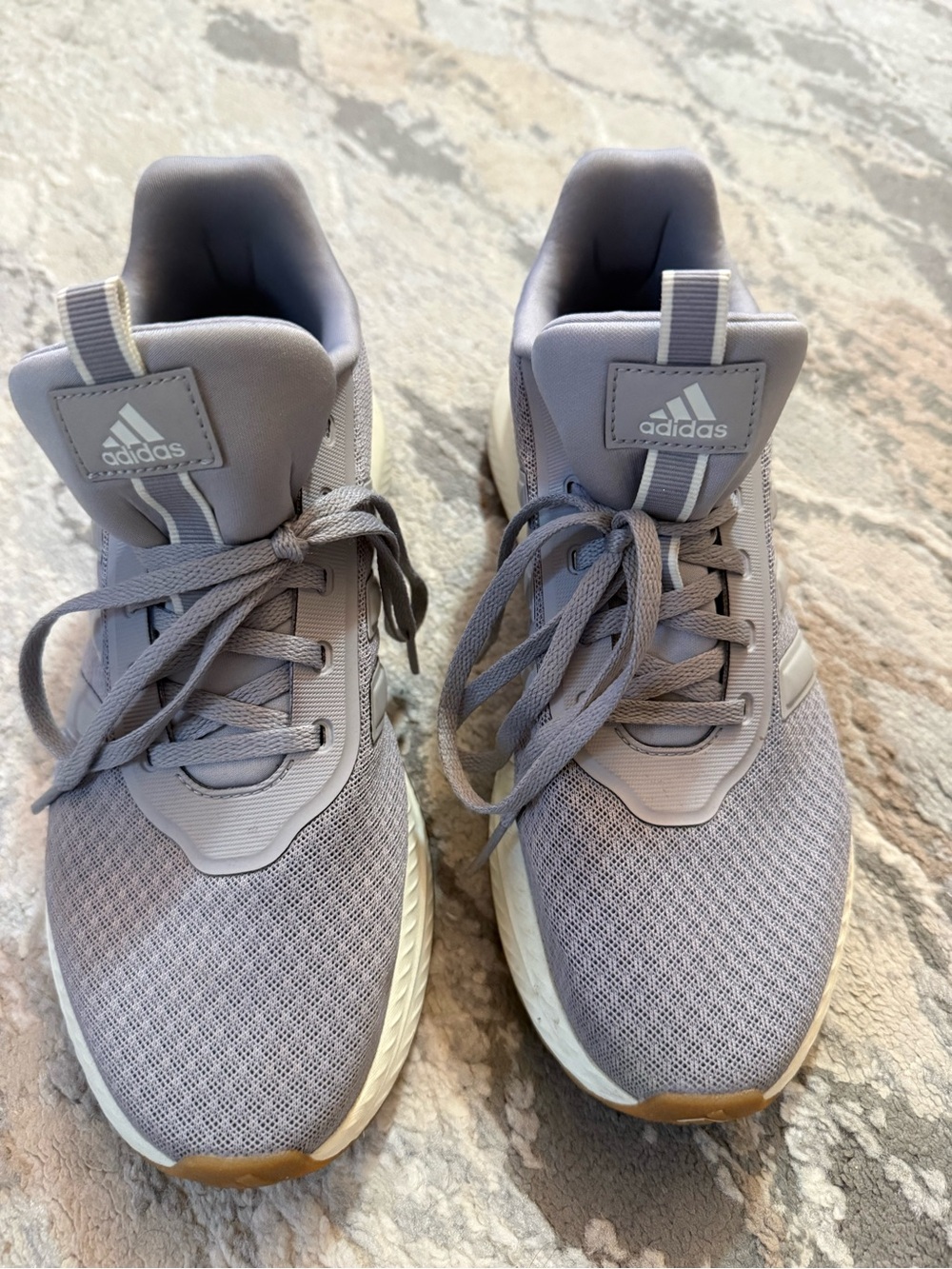 adidas Women’s Light Gray Athletic Sneakers with Gum Soles